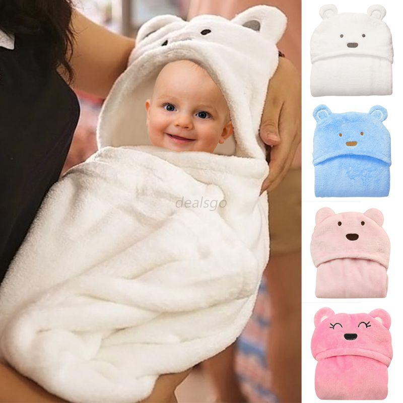 Newborn Infant Baby Soft Hooded Blanket Bath Towel Kids Animal Pattern